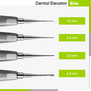 Juego de 4 Elevadores Dentales Luxating Rectos Configuración V2 Herramientas de Extracción Reutilizables Atraumáticas (Tamaños 1.5, 2.5, 3.5, 4.5mm) - Product Image 5