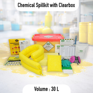 Chemical Spill Kit 30L Clear Box Hazardous Waste Absorbent Response Set for Laboratory Industrial Cleanup - Product Image 3