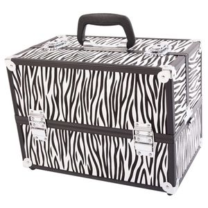 Valigetta per Trucchi in Alluminio con Strisce Bianche a Zebra, Resistente e Impermeabile, con Manico per Cosmetici - Product Image 2