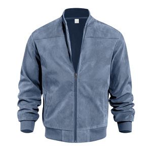 OEM Mens Suede Jacket Solid Color Zipper <b>Coat</b> Casual Retro Long Sleeve <b>Cardigan</b> Jacket Autumn Fall Fashion Wholesale Mens Jacket - Product Image 5