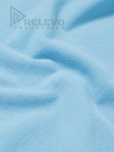 เสื้อเชิ้ตแขนสั้นสีฟ้าอ่อน RELEVO INDUSTRIES ผ้าฝ้ายถัก 100% สีพื้น ปกคอพับ ป้องกันรอยยับ สำหรับผู้ชาย - Product Image 4