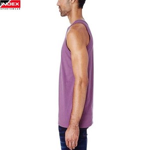 INDEX Men's Solid Color O-Neck Knitted <b>Tank</b> <b>Top</b> <b>Purple</b> Casual Sporty Fit Gym Wear - Product Image 4