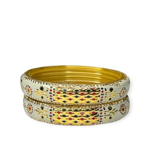 Premium Gold Plated Designer Oil Painted <b>Glass</b> <b>Bangles</b> Set Golden Base Multicolour with Stone Detailing Wholesale Price - Product Image 3