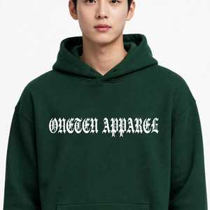 เสื้อฮู้ดผู้ชายสีเขียวเข้ม พิมพ์ลายตัวอักษร ทรงหลวม สวมใส่สบาย มีกระเป๋าหน้า บุโพลีเอสเตอร์ สำหรับฤดูหนาว - Product Image 5