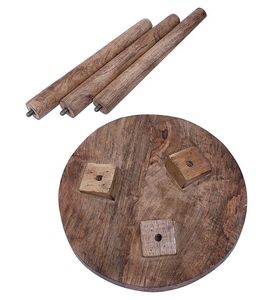 Table basse ronde traditionnelle pour petits espaces avec support en bois pour livres, magazines et plantes, idéale pour le salon - Product Image 4