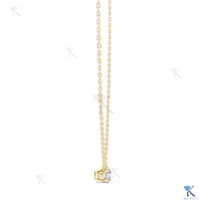 Lab Grown Diamond Solitaire Station Necklace 14K 18K <b>Solid</b> <b>Gold</b> Dainty Minimalist Geometric <b>Pendant</b> Wedding Anniversary Gift Her - Product Image 3
