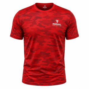 Camiseta de Manga Corta con Camuflaje Rojo para Hombre, Camisetas Casuales de Moda, Ropa Casual para Hombre, Camiseta de Algodón de Manga Corta para Hombre - Product Image 1