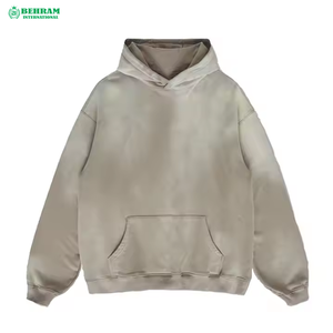 Sweat-shirt à capuche oversize pour homme de qualité supérieure, couleur unie, en molleton de coton French Terry, décontracté, pour l'automne, effet délavé à l'acide - Product Image 5