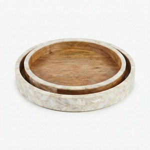 Plateau de service rectangulaire multifonctionnel en bois sculpté à la main, moderne, avec poignées, pour table basse, décoration ottoman, salon, mariage - Product Image 4