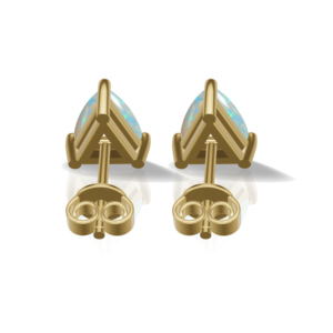 Boucles d'oreilles clous en argent sterling plaqué jaune avec pierre de lune taille triligne, bijoux classiques pour femme 1,5g Heerani Jewels Black-Tie - Product Image 3