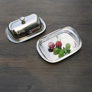 Caja de mantequilla de acero inoxidable hecha a mano con tapa de lujo, diseño popular, el mejor producto para uso en mesas de hoteles y restaurantes. - Product Image 1