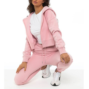 Ensemble de survêtement pour femmes grande taille, en molleton, deux pièces, chaud et confortable, pantalon de jogging, veste zippée, vêtements de sport d'hiver - Product Image 5