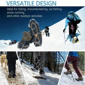 Dello stivale antiscivolo in acciaio inox da 19 pezzi con pinzatura per ghiaccio da neve per camminare-scarpe nere artigli accessori per sport invernali - Product Image 4