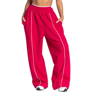 Pantalones Deportivos Anchos de Mujer, Color Rojo Coral Pintado, 100% Algodón, Ecológicos, Transpirables, Casuales, para Calle, Gimnasio y Descanso - Product Image 1
