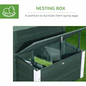 Pollaio in legno da 84 pollici con recinto coperto, nido e posatoi (Verde) - Gabbie per animali - Product Image 6