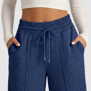 Womens <b>Navy</b> <b>Blue</b> <b>Wide</b> <b>Leg</b> Sweatpants High Waist Drawstring Casual Loose Fit Lounge <b>Trousers</b> Soft Comfortable Everyday Streetwear - Product Image 6