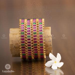 Bridal Kemp <b>Copper</b> <b>Bangles</b> with Pearl-Ethnic Trendy Bracelets for Engagement - Product Image 1