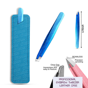 Pouch packing For Eyebrow Tweezers Stainless Steel Hair <b>Removal</b> Slanted Tip Eyebrow Tweezer Customized Logo No Gaps - Product Image 1