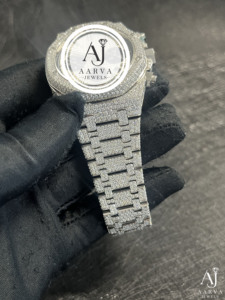 AARVA JEWELS นาฬิกาข้อมือผู้ชายสุดหรูสแตนเลสสตีล โมอิสซาไนต์ โครโนกราฟ 43 มม. ระบบอัตโนมัติ หน้าปัดคริสตัลแซฟไฟร์ สายแบบ Tang - Product Image 4