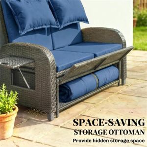 Navy Blue <b>Outdoor</b> Lounge Chair <b>Sofa</b> <b>Bed</b> for Garden Use - Product Image 4