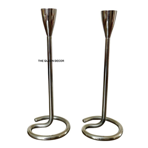 Porte-bougie en aluminium et verre, design magnifique, forme ronde, pour table, mariage et fêtes - Product Image 3