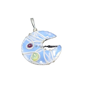 Meilleur prix Pendentifs enveloppés de fil d'argent de jade vert Grand ensemble de pendentifs enveloppés fins - Product Image 5