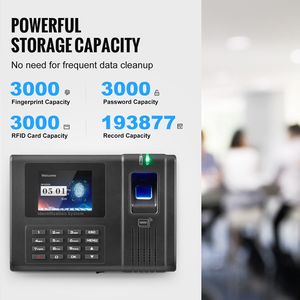 Reloj Checador Biométrico Automático con USB para Empleados, Reconocimiento de Huella Dactilar y Facial con 5 Tarjetas RFID para Pequeñas Empresas - Product Image 3
