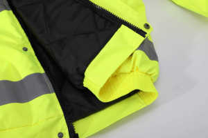 Hi Vis Winter Workwear Safety <b>Jacket</b> with Reflective Stripes-Custom Zipper Cotton Sweatshirt Style for Men LED Flash Waterproof - Product Image 4