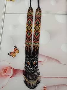 Collier unique en perles de tigre, collier ukrainien Gerdan |   Collier | Unique | Collier pour femme africaine, pour les talentueuses, avec boucles d'oreilles - Product Image 4