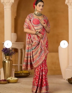 KV Printed Traditional <b>Silk</b> Saree (<b>Red</b>) for Party - Product Image 6