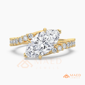 Anillo de Compromiso de Oro de 14K con Moissanita Marquise, Anillo de Boda de Corte Ovalado, Joyería de Promesa Nupcial, Regalo para Mujer, Joyería Fina Americana en Línea - Product Image 5