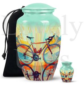 Urnas de cremación para bicicletas de color verde azulado, urnas funerarias para cenizas humanas, urnas conmemorativas para adultos, recuerdo decorativo, tributo, memoria. - Product Image 4