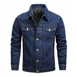 Veste en jean pour homme, col montant, logo sur le devant, 100% coton respirant de haute qualité, best-seller pour l'hiver - Product Image 1