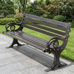 Banco de Jardín Decorativo de Metal para Exteriores con Respaldo y Reposabrazos con Diseño Floral para Patio, Césped, Parque, Balcón y Terraza - Product Image 1