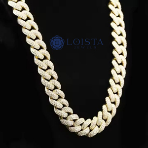 Chaîne Hip Hop personnalisée en argent sterling 925 avec maillons cubains et diamants Moissanite, provenant d'Inde, pour LOISTA JEWELS - Product Image 6