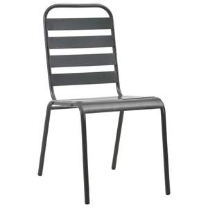 Ensemble de 2 chaises d'extérieur gris foncé en acier thermolaqué et enduit d'époxy, durables et élégantes - Product Image 2