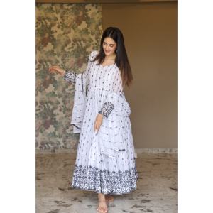 ADITI-Conjunto Anarkali para Mujer, Traje de Color Blanco, 04 Piezas - Product Image 2