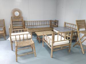 Nouveau design diviseurs d'écran en bambou classique matériau naturel meubles d'extérieur décor de jardin salle à manger plage PP chaise d'extérieur - Product Image 5