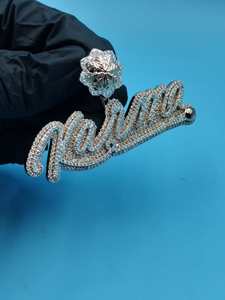 Colgante de Letra Personalizado de Lujo Estilo Hip Hop con Moissanita, Plata 925, Totalmente Cubierto de Piedras, Colgante con Inicial Personalizada, Regalos - Product Image 4