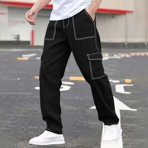 Jeans cargo pour hommes, denim personnalisé, style streetwear, coupe ample, baggy, jambe large droite, OEM, vente en gros - Product Image 2
