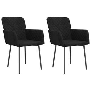 Ensemble de 2 chaises de salle à manger en velours noir 100% polyester avec structure en contreplaqué métallique, élégant ensemble de chaises de salle à manger en velours noir - Product Image 2