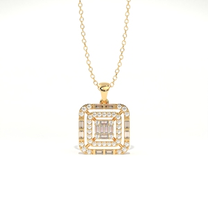 Aarinya Centurion Minimalist Stepped Illusion IGI Lab-Grown Diamond Baguette Mosaic Ethnic Filled 18K Rose Gold Plated Charm - Product Image 2