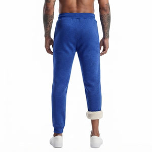 Drogen Exports Mens Royal Blue Sherpa Lined Fleece <b>Linen</b>/Cotton Anti-Pilling Drawstring Sweatpants Spring Warm Lightweight Pants - Product Image 2