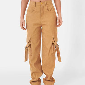 OEM Women's Wide Leg Cargo <b>Pants</b> Custom Branding Woven Fabric Fashion Bottoms for Online Retailers - Product Image 1
