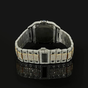 Reloj Hip Hop de Acero Inoxidable Chapado en Oro Amarillo con Incrustaciones de Diamantes Moissanite, Cuadrado, Estilo Antiguo, Deportivo, de Cristal, a la Moda - Product Image 6