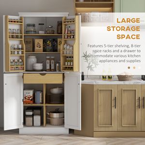 Mobile da Cucina Moderno Alto 183 cm con 5 Ripiani e 8 Cassetti Porta Spezie - Product Image 4