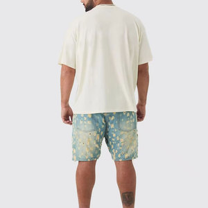 <b>Men's</b> Cream Oversized Cotton Jersey <b>T</b>-<b>Shirt</b> O-Neck Short Sleeve <b>Floral</b> Print Casual Style Breathable Fit - Product Image 6