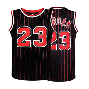 Camiseta sin mangas unisex de baloncesto Heat for 23, negra con rayas rojas, estampado en relieve, malla transpirable, 100% poliéster - Product Image 1