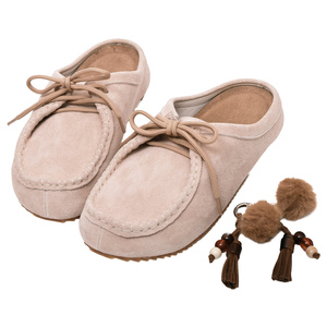 Ann'S Beige Women Genuine Leather Lace Up Clogs Boho <b>Tassel</b> Mule Shoes Comfortable Casual Slip On Flats Mules - Product Image 1