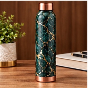 Botella de Agua Metálica con Diseño Bohemio Colorido y Tapa Negra, Portátil para Viajes - Product Image 6